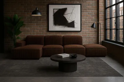 Produktbild von Kaiser Möbel Ecksofa Cursal L-Form, Stoff Poso, Braun + Hocker, Links