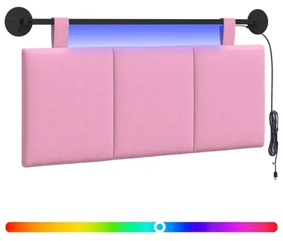 Produktbild von vidaXL Hängendes Kopfteil Mit LED Licht Rosa Stoff