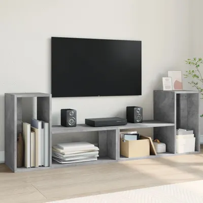 Productafbeelding van TV-kastjes, 2 stuks, betonkleur, 75x30x50 cm, houtvezelplaat