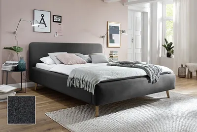 Produktbild von Polsterbett Bett MATTIS Stoffbezug Aspen 96 Anthrazit-120 x 200 cm