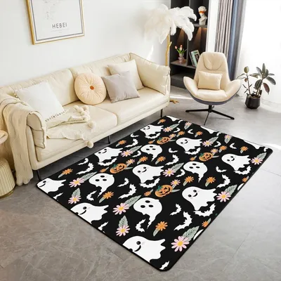 Imagen del producto de Alfombra grande de Halloween con murciélagos, 150 x 200 cm