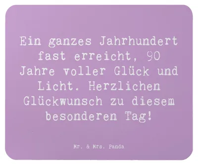 Produktbild von Mr. & Mrs. Panda Mousepad Spruch 90. Geburtstag - Lavendeltraum - Geschenk, mousematte, Mouse Pad, Besonderer Anlass, Mauspad, Alter, Geburtstagsgeschenk, Happy Birthday