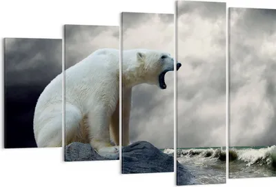 Produktbild von Bild auf Leinwand - Leinwandbild - Bär Tiere Wasser Eis - 150x100cm - Wand Bild - Wanddeko - Leinwanddruck - Bilder - Kunstdruck - Wanddekoration - Leinwand bilder - Wandkunst - EG150x100-2451