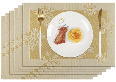 Platzsets Weihnachten 6er Set gold PVC 45x30 cm hitzebeständig rutschfest