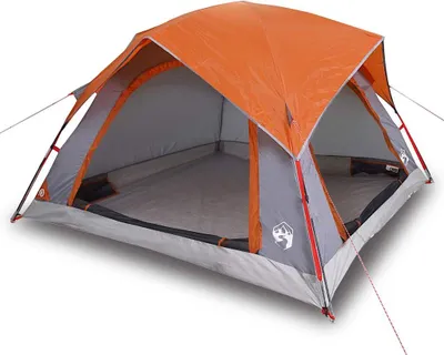 Immagine prodotto di vidaXL Tenda da campeggio 4 persone Grigio e arancione Impermeabile