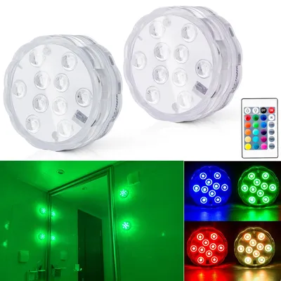 Produktbild von RGB Pool Leuchte 2 Stück IP68 13 LEDs mit Fernbedienung 16 Farben Unterwasserlampe für Teich Schwimmbecken Aquarium Deko