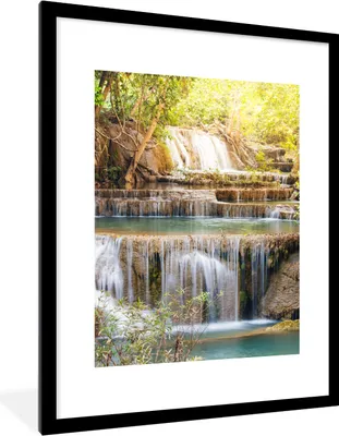 Produktbild von MuchoWow® Gerahmtes Poster Sonne - Wasserfall - Landschaft 60x80 cm - Poster mit Schwarzem Bilderrahmen Wandposter Rahmen Foto Bilder - Wohnzimmer - Dekorationen - Prämie