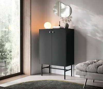 Produktbild von Vitrine DIVA Standvitrine Schrank (Schwarz matt)