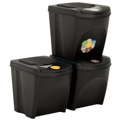 Immagine prodotto di Cestini per Rifiuti Impilabili 3 pz Antracite 75 L