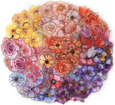 240 goldene Aquarellblumen-Sticker, transparent, dekorativ