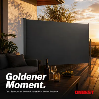 Produktbild von ONBEST Seitenmarkise | 200 x 300 cm | Ausziehbar | mit Schrauben und Dübel | Wasserabweisend | UV-Beständig