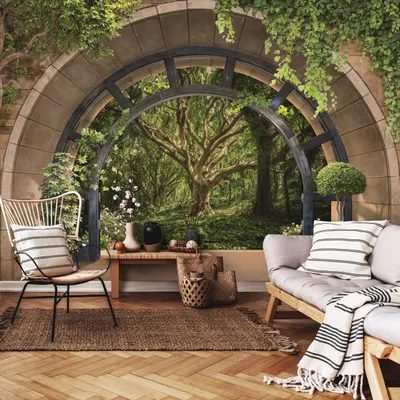 Produktbild von Vlies Fototapete 3D EFFEKT Wald Natur Baum ( 254x184cm - 2 Bahnen ) Fensterblick Ausblick inklusive Kleister Wohnzimmer Schlafzimmer Wandtapete Tapete Latexdruck UV-Beständig Montagefertig