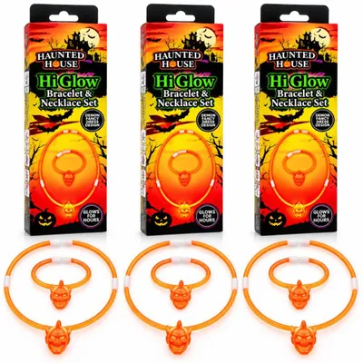 Halloween Glow Armband & Kette Set, 3er-Pack