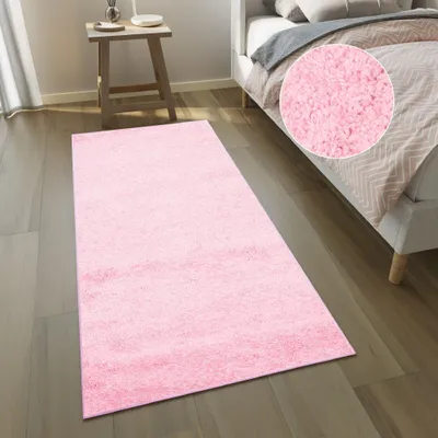 Produktbild von Läufer Shaggy Hochflor Langflor Rosa Modern Wohnzimmer Schlafzimmer 120 x 200