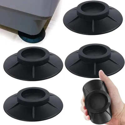 Produktbild von Waschmaschinen Anti-Vibrationsmatten 4er Pack, Gummi-Schwingungsdämpfer für Waschmaschine und Trockner, Rutschfest und Lärmmindernd, Schwarz