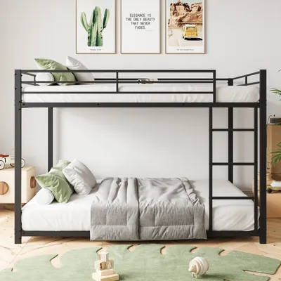 Immagine prodotto di Letto a castello per bambini Fortuna Lai - nero - 140x200cm letto per bambini letto a castello letto a soppalco struttura letto in metallo