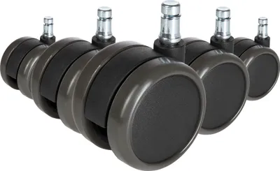Obrázek produktu pro Hjh Kancelářská kolečka dvojitá kolečka kolečka pro židle tvrdé podlahy 10mm 65mm černá 5ks