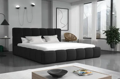 Produktbild von Polsterbett Doppelbett GIOTTO 180x200cm Stoff Magic Velvet Schwarz