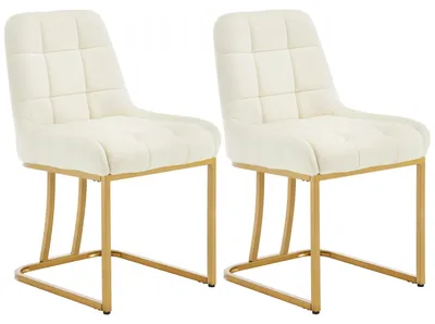 Immagine prodotto di Sedie da pranzo ergonomiche - Sedie in velluto - Set da 2 - Imbottite - Struttura in metallo - Senza braccioli - 38 x 39 x 84 cm - Beige
