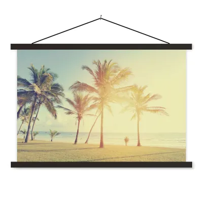 Produktbild von MuchoWow® Textilposter Meer - Palme - Sommer - Sonne - Strand 60x40 cm mit schwarzem Rahmen - Hölzernes
