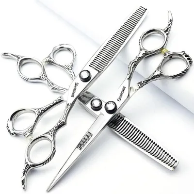 Produktbild von Friseurscheren Set 6/6.5/7 Zoll 440c Edelstahl Haarschneidescheren Verdünnungsschere 3-teilig