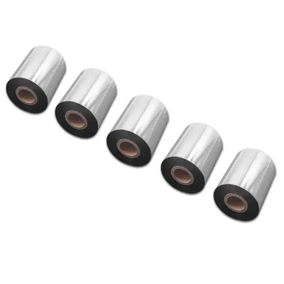 Produktbild von vhbw 5x Thermotransfer-Band kompatibel mit TSC MX240, MH640, MH640T, MH640P Drucker Etikettendrucker, Wischfest, 80 mm x 300 m, Wachs Harz Schwarz
