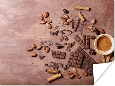 Produktbild von MuchoWow® Poster Schokolade - Zimt - Nüsse - Küche 160x120 cm - Foto Plakat