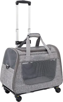 Produktbild von 2-in-1 Haustiertragetasche mit Rollen, Katzen- und Hunderucksack mit Rollen für Tierarztbesuche mit Auto, Zug oder Flugzeug