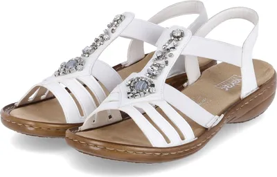 Zdjęcie produktu dla Rieker sandały damskie slingback glitter stones 60839, Rozmiar:40 EU, Kolor:Biały