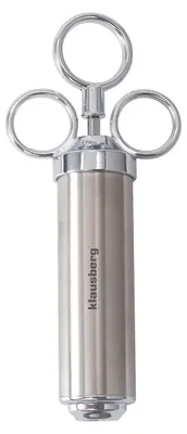 Obrázek produktu pro Stříkačka na marinování masa Klausberg KB 7842, 60 ml, 3 jehly, nerezová ocel, bez BPA, stříbrná