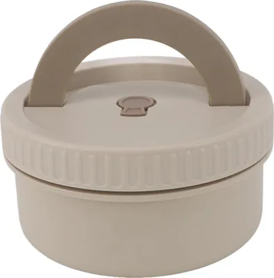 Imagen del producto de Lonchera térmica de acero inoxidable 316, capacidad de 470 ml, portátil, aislante, con tapa hermética, de forma circular, ideal para niños, adultos, oficinas, escuelas y picnics. Color: beige