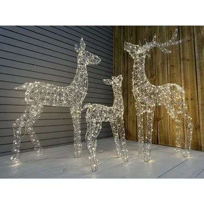 Image de 2x Set de 3 rennes 6 LED Famille de rennes 1400 LED avec minuterie Décoration de Noël Extérieur