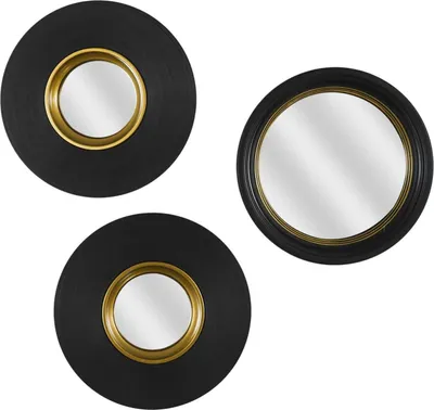 Produktbild von HowHomely | Wandspiegeln -  Schwarz-gold - Set mit 3 Stück - Vinyl