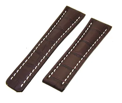 Produktbild von Uhrenarmband Lederband Dunkelbraun mit weißer Naht 24mm ohne Schließe NEU