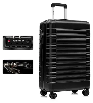 Produktbild von Hartschalenkoffer mit TSA-Schloss und YKK-Reißverschluss, Trolley mit 4 Rollen (Schwarz, XL)