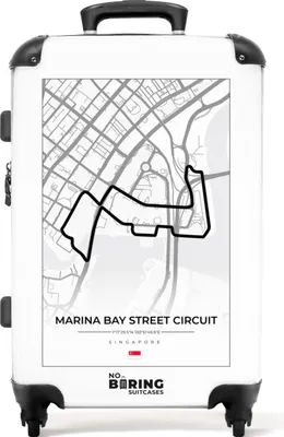 Produktbild von NoBoringSuitcases.com® Großer Koffer - F1 - Rennstrecke - Weiß - Marina Bay Street Circuit - Rennsport - Kombinationsschloss TSA - Hartschalen Trolley 4 Rollen - 72 liter - Reisekoffer - 66 cmKoffer Mittelgroß 67x43x25 cm, 72L,