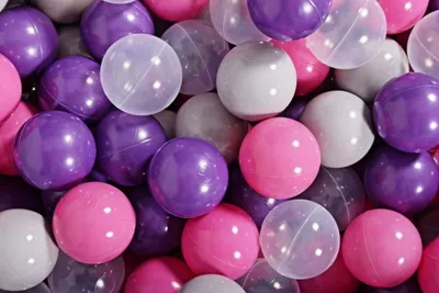 Zdjęcie produktu dla MeowBaby plastikowe kulki do kąpieli 7 cm, plastikowe kulki do zabawy dla niemowląt, 300 sztuk: fioletowe/jasnoróżowe/szare/przezroczyste