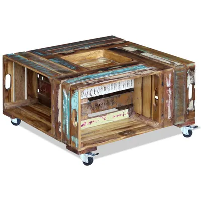 Immagine prodotto di vidaXL Tavolino in legno massiccio antico 70x70x35 cm