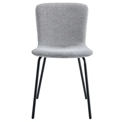 Produktbild von Esszimmerstühle AUDREY 4er Set grau – moderne Polsterstühle  mit Stoffbezug, Küchenstühle mit schwarzen Metallbeinen, Essstühle mit Rückenlehne