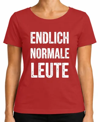 Zdjęcie produktu dla ENDLICH NORMALE LEUTE zabawna satyryczna wypowiedź karnawałowa fantazyjna sukienka damska T-shirt, czerwony, XXL