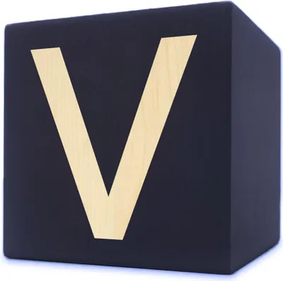 Produktbild von Holzbuchstabe Würfel, 5 x 5 cm, schwarz, Buchstabe V