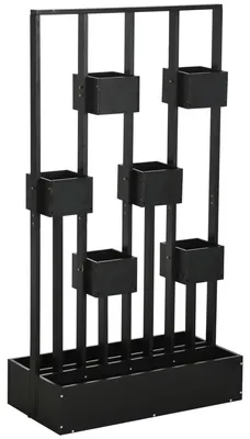 Produktbild von Outsunny Blumenkasten, Hochbeet, Pflanzkasten mit Rankhilfe Wand-Gemüsebeet Holz