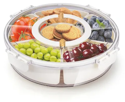 Productafbeelding van Omgoods- Snackbox met Compartimenten - Snackdoosjes - Snackschaal met Deksel - Snackbox RVS - Snackbox voor Kinderen - Hoogwaardige Kunststof 28 x 8 cm - Snackcontainer