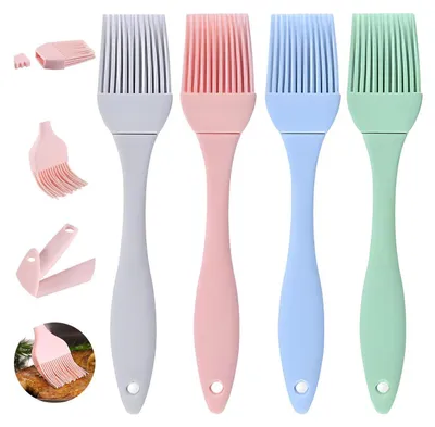 Produktbild von 4-teiliges Silikon Küchenpinsel Set – Backpinsel, BBQ Pinsel, hitzebeständig, Kuchen- und Gebäckpinsel, Öl- und Marinadenpinsel, Kochen & Grillen