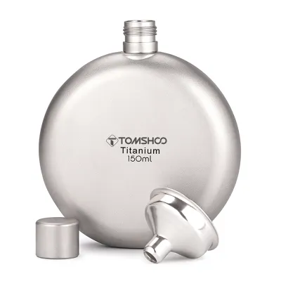 Obrázek produktu pro TOMSHOO 150 ml nepropustná titanová láhev na alkohol, whisky a víno – ideální pro outdoor, kempování, turistiku, cestování a piknik