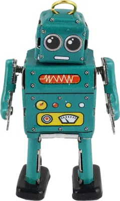 Produktbild von Blechspielzeug Mini Roboter türkis Miniatur Figur Blechroboter