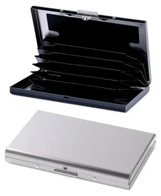Produktbild von Kartenetui 2 Stück, Kreditkartenetui Ultra-Dünne, RFID Blocker Kartenhülle,Card Holder Wallet, mit 6 Fächern, Kreditkartenetui für Damen, Herren-Schwarz &Silbern