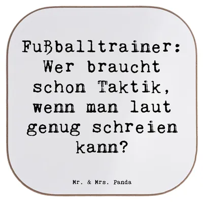 Produktbild von Mr. & Mrs. Panda Tassenuntersetzer Spruch Fußballtrainer Motivation - Weiß - Geschenk, handgefertigte Geschenke, gläseruntersetzer, bieruntersetzer, Mentoring, Beruf