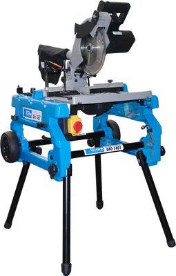 A Güde GFO 1401 miter saw on its stand, photographed against a white background.