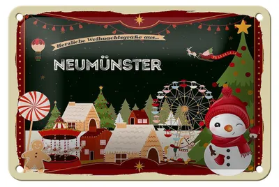 Produktbild von Blechschild Weihnachten Grüße NEUMÜNSTER Geschenk Dekoration  18x12cm